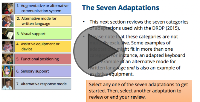 Interactive Tutorial: Using Adaptations with the DRDP (2015)