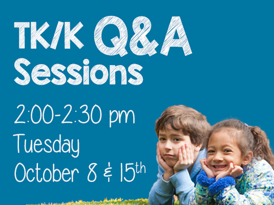 TK/K Q and A Session, 2:00-2:30pm Tuesday, October 8th