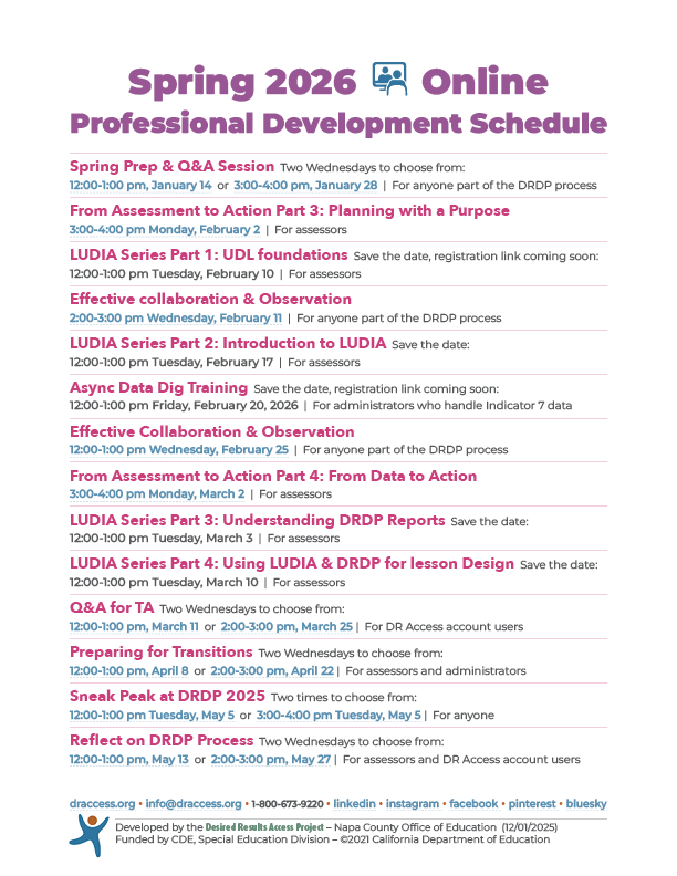 Spring 2026 Online Professional Development Schedule