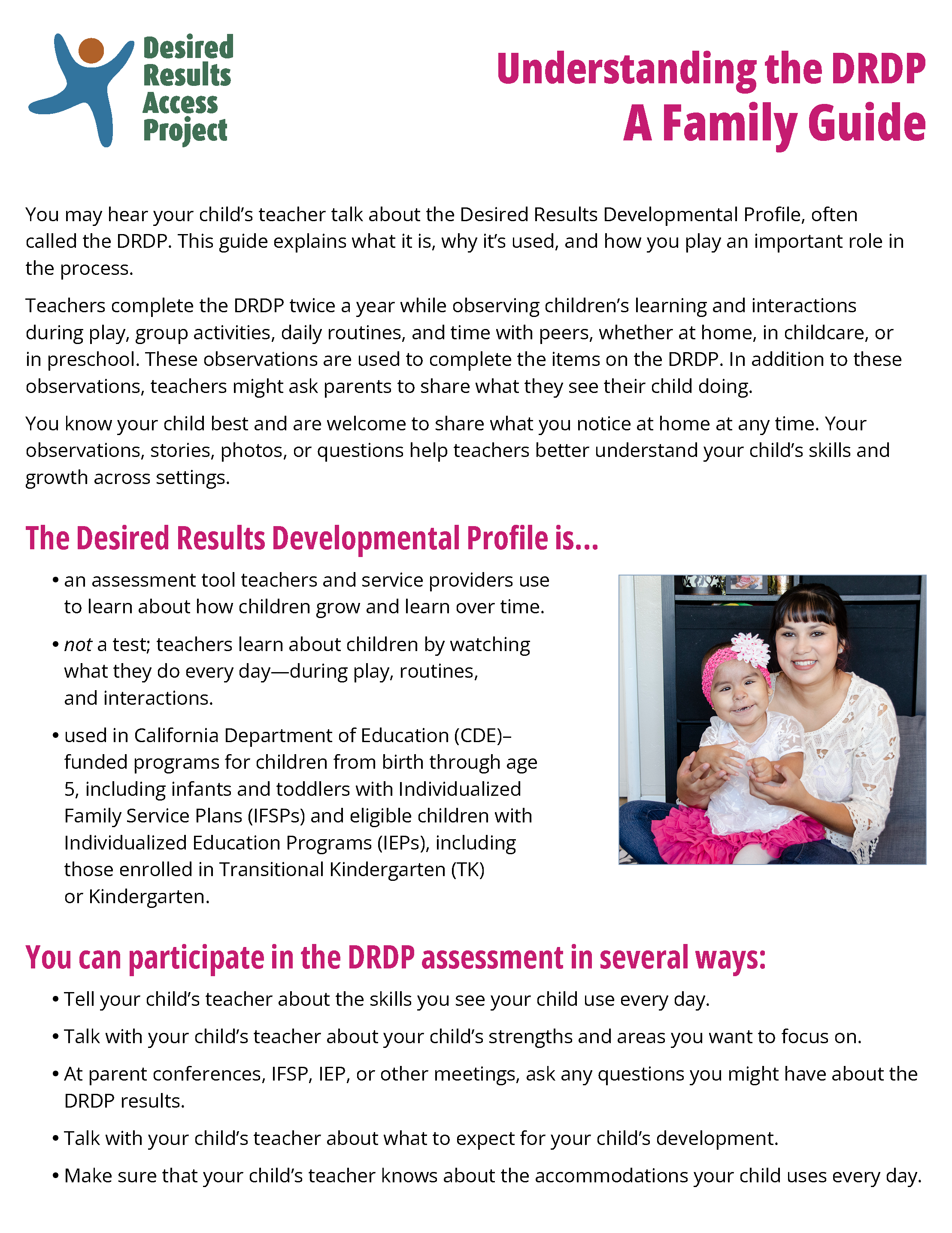 Understanding the DRDP A Family Guide