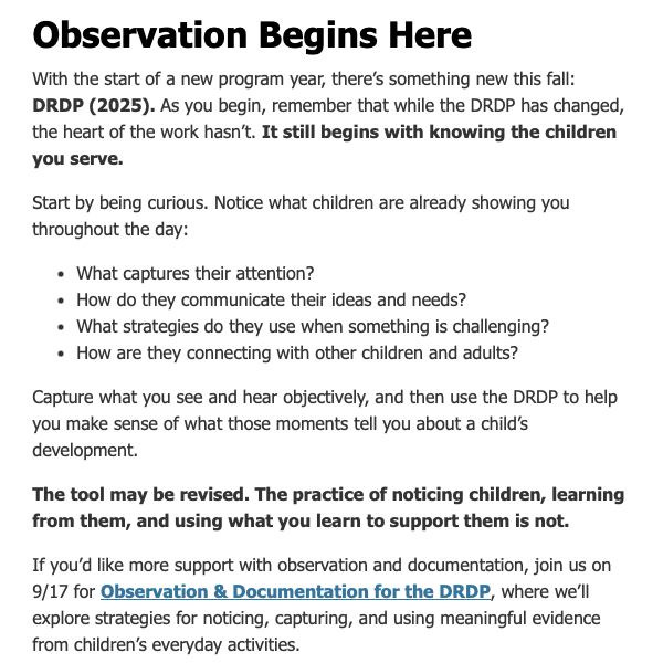 Screenshot from September 2026 Connect Newsletter: Observation Begins Here
