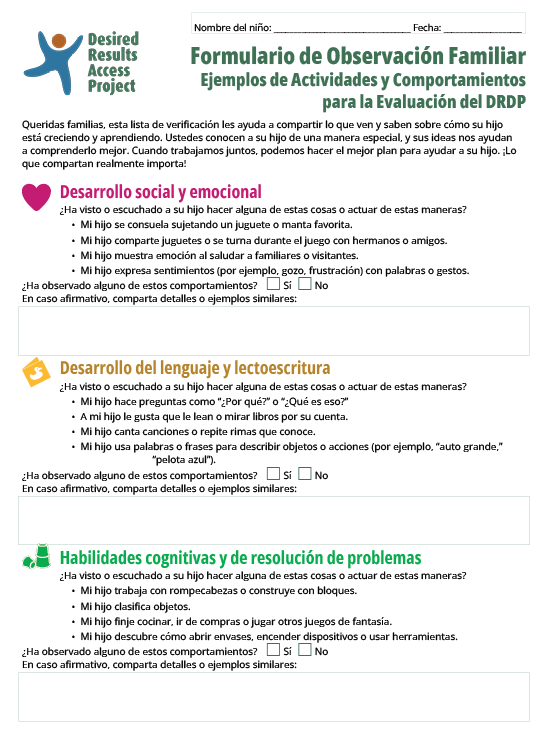 Family Observation Form Spanish